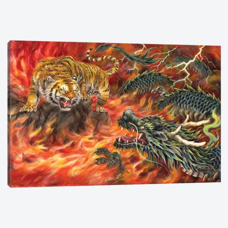 Dragon And Tiger In The Fire Canvas Print #KYI169} by Kayomi Harai Canvas Art