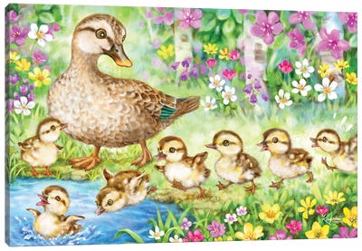 Duck Family Canvas Art Print - Duck Art