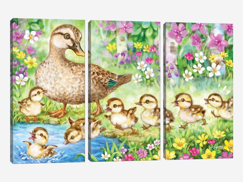 Duck Family by Kayomi Harai 3-piece Canvas Print