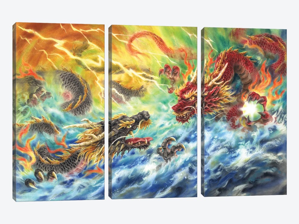 Encountering Dragons by Kayomi Harai 3-piece Canvas Art Print