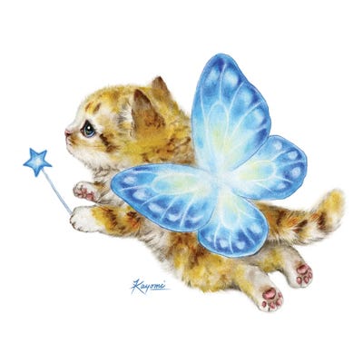 Fairy Kitten Blue by Kayomi Harai art print