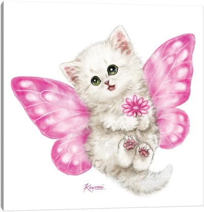 Fairy Kitten Pink Canvas Art Print - Kayomi Harai