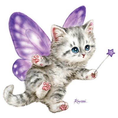 Fairy Kitten Purple by Kayomi Harai art print