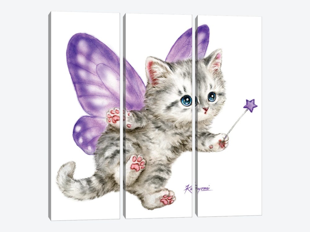 Fairy Kitten Purple by Kayomi Harai 3-piece Canvas Art