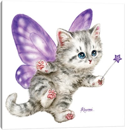 Fairy Kitten Purple Canvas Art Print - Kayomi Harai