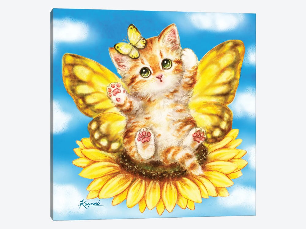 Fairy Kitten Sunflower by Kayomi Harai 1-piece Canvas Art Print
