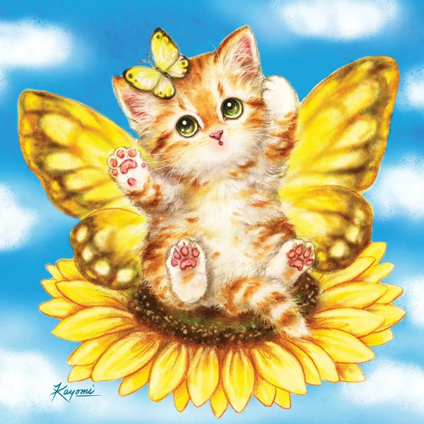 Kayomi Harai: Fairy Kitten Sunflower by Kayomi Harai