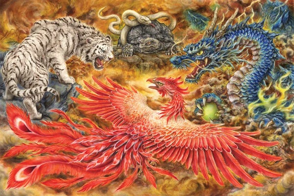 Asian Décor: Four Heavenly Beasts by Kayomi Harai
