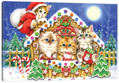 Gingerbread House Canvas Art Print - Santa Claus Art