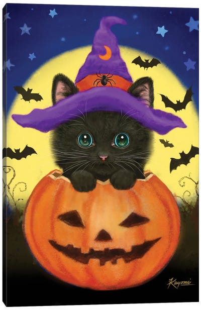 Halloween Cat Canvas Art Print - Kayomi Harai