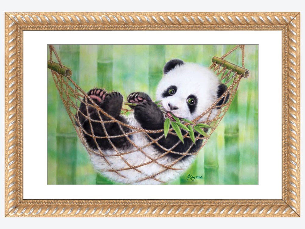 Hammock Panda Green Canvas Artwork by Kayomi Harai