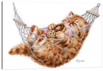 Happy Hammock Canvas Art Print - Kitten Art