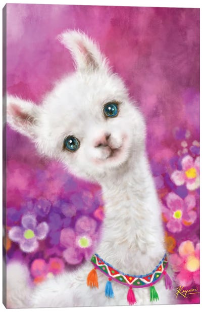 Happy Llama Canvas Art Print - Llama & Alpaca Art
