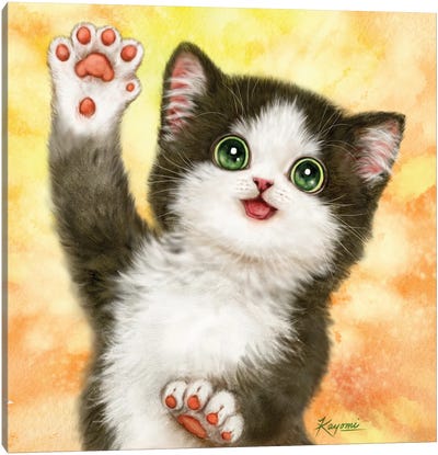 High Five Cat Canvas Art Print - Kayomi Harai