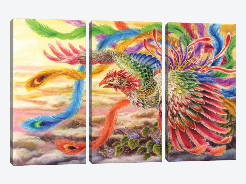 Houou Japanese Phoenix by Kayomi Harai 3-piece Canvas Art