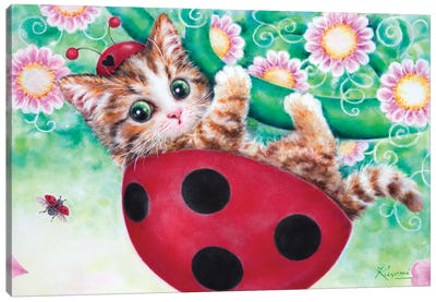 Ladybug Kitty Canvas Art Print - Kayomi Harai