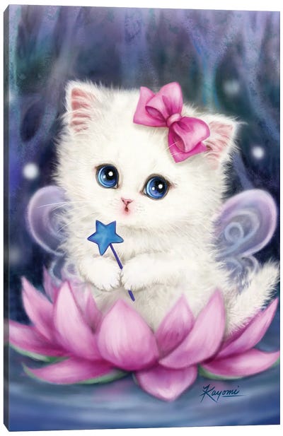 Lotus Fairy Canvas Art Print - Kitten Art