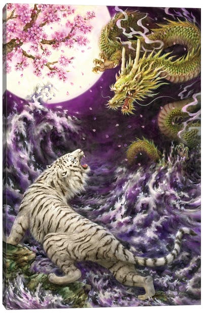 Moonlight Canvas Art Print - Tiger Art
