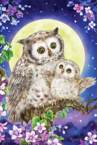 Moonlight Owls by Kayomi Harai metal wall art