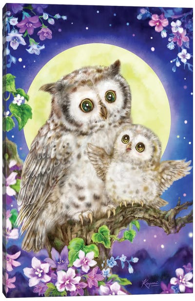 Moonlight Owls Canvas Art Print - Kayomi Harai