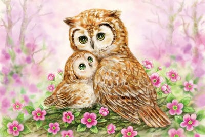 Owls Cuddle by Kayomi Harai metal wall art