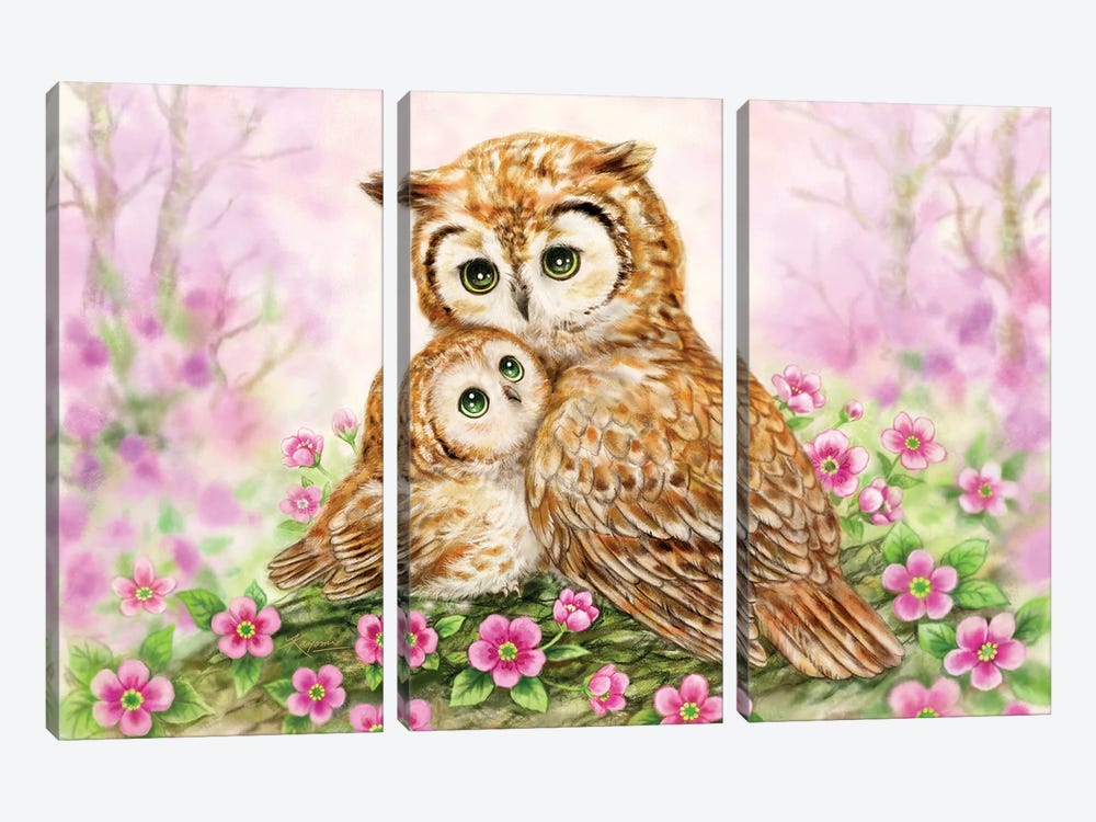 Owls Cuddle by Kayomi Harai 3-piece Canvas Wall Art