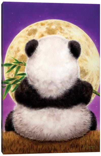 Panda Moon Canvas Art Print - Chinese Décor