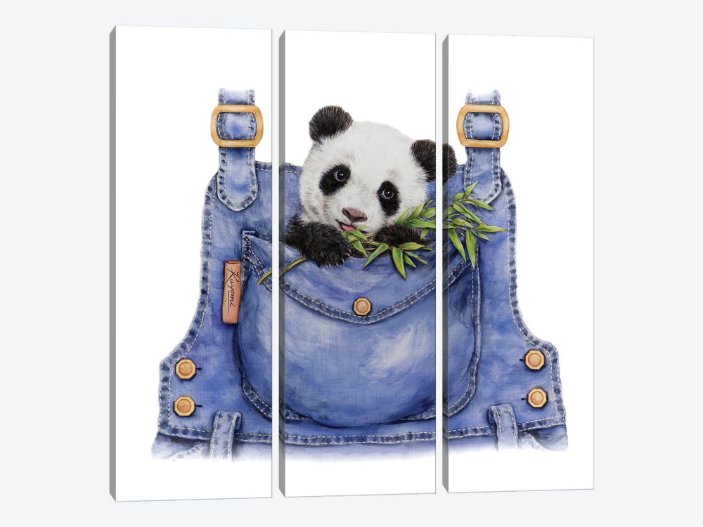 Panda Overall by Kayomi Harai 3-piece Canvas Art
