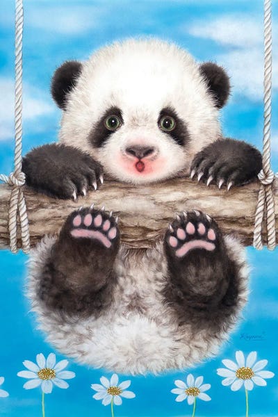 Panda Swing by Kayomi Harai framed canvas print