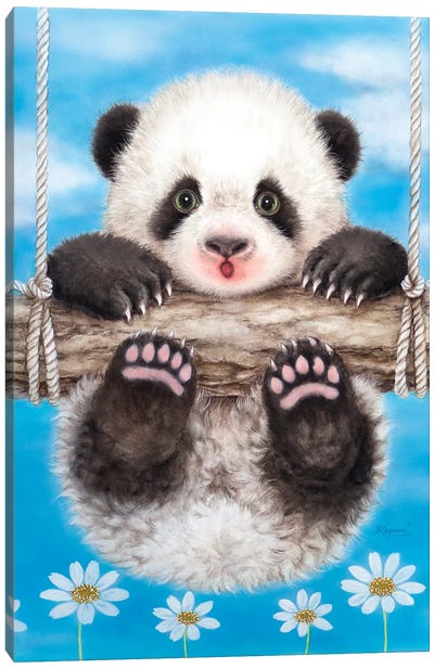 Panda Swing Canvas Art Print - Kayomi Harai