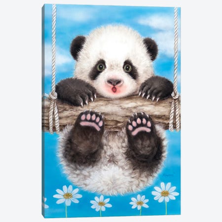 Panda Swing Canvas Print #KYI267} by Kayomi Harai Canvas Wall Art
