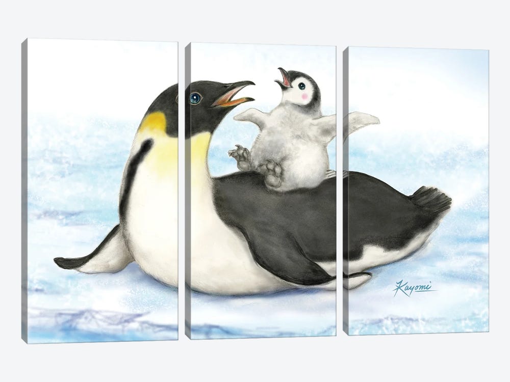 Penguins Happy Time by Kayomi Harai 3-piece Canvas Art Print