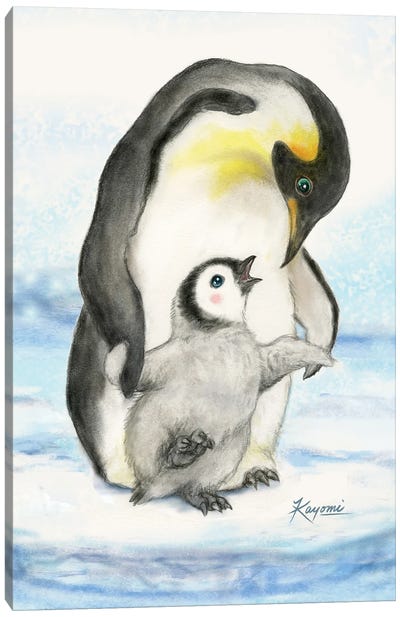 Penguins Holding Hands Canvas Art Print - Kayomi Harai