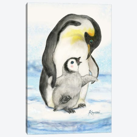 Penguins Holding Hands Canvas Print #KYI271} by Kayomi Harai Canvas Artwork