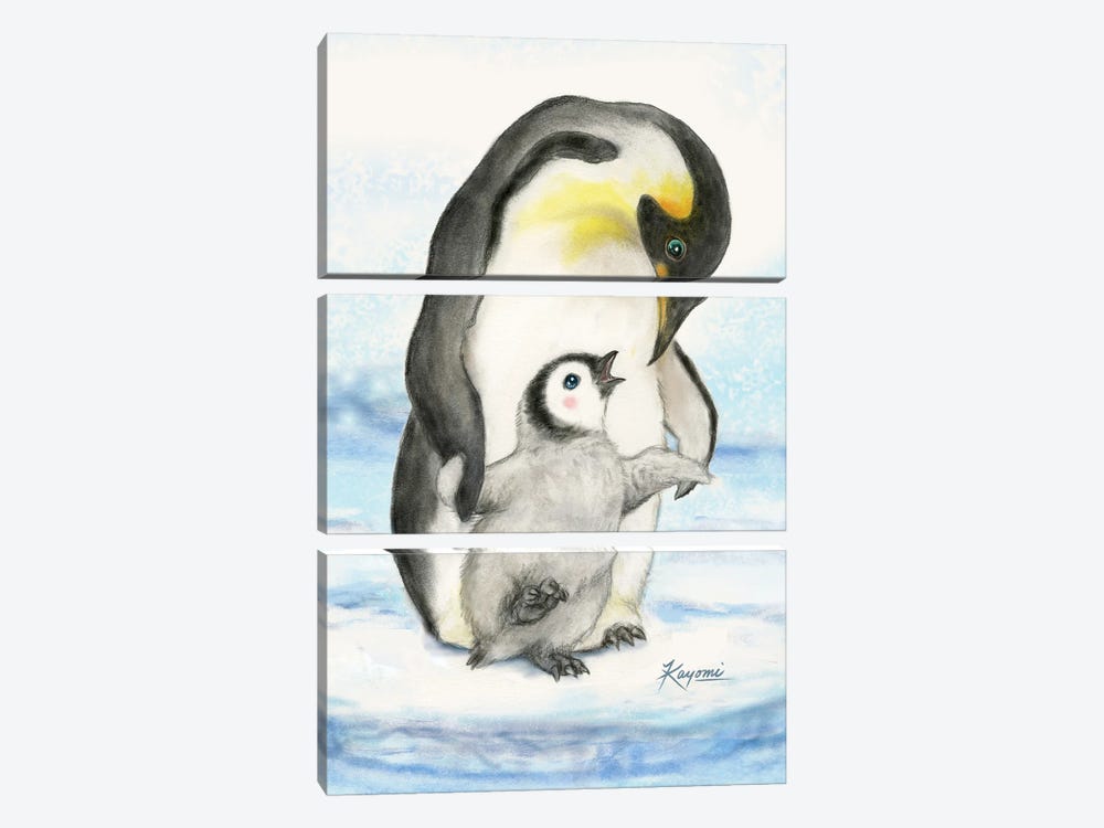Penguins Holding Hands by Kayomi Harai 3-piece Canvas Artwork