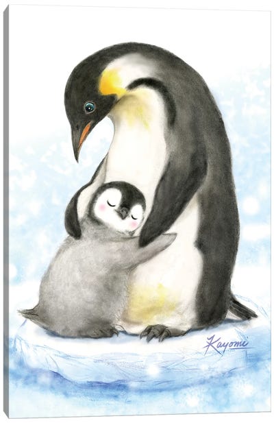 Penguins Hug Canvas Art Print - Kayomi Harai