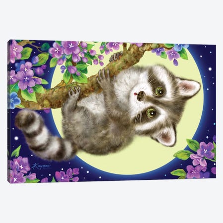 Raccoon In The Moonlight Canvas Print #KYI280} by Kayomi Harai Canvas Art Print