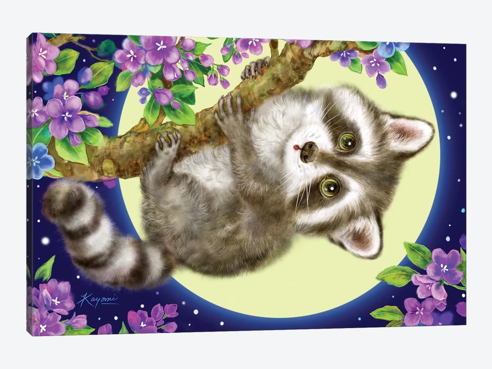 Raccoon In The Moonlight by Kayomi Harai 1-piece Canvas Artwork