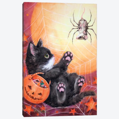 Scary Spider Canvas Print #KYI291} by Kayomi Harai Canvas Wall Art