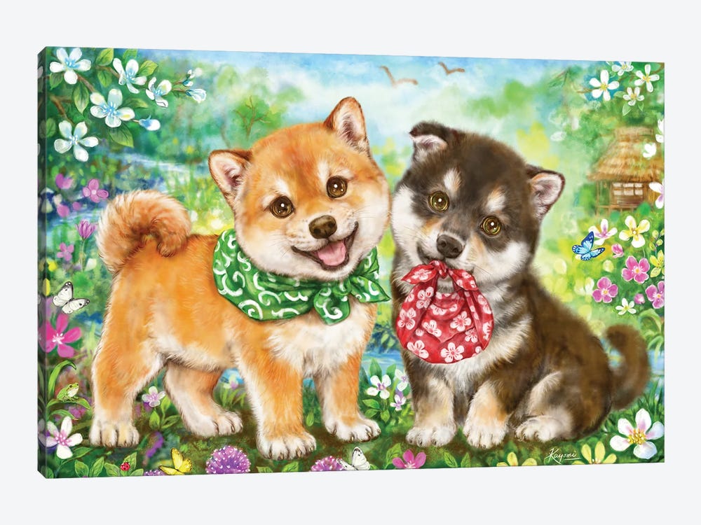 Shiba Puppies First Errand by Kayomi Harai 1-piece Canvas Art Print