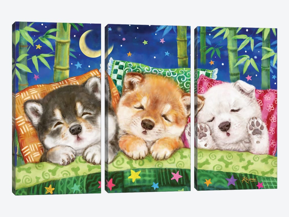 Shiba Puppies Happy Dream by Kayomi Harai 3-piece Canvas Artwork