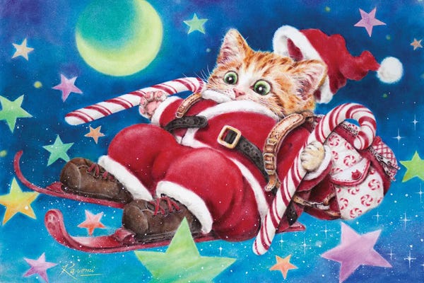 Christmas Animals: Skiing Santa by Kayomi Harai