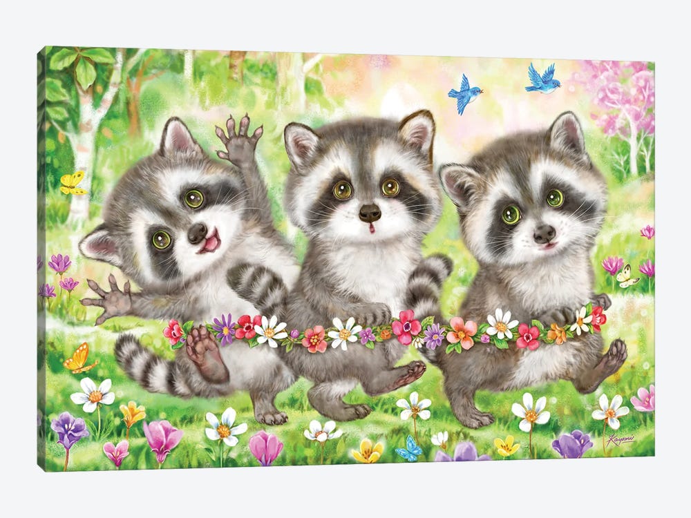 Three Raccoons by Kayomi Harai 1-piece Canvas Wall Art