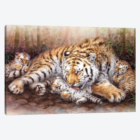 Tiger Family Canvas Print #KYI320} by Kayomi Harai Canvas Wall Art
