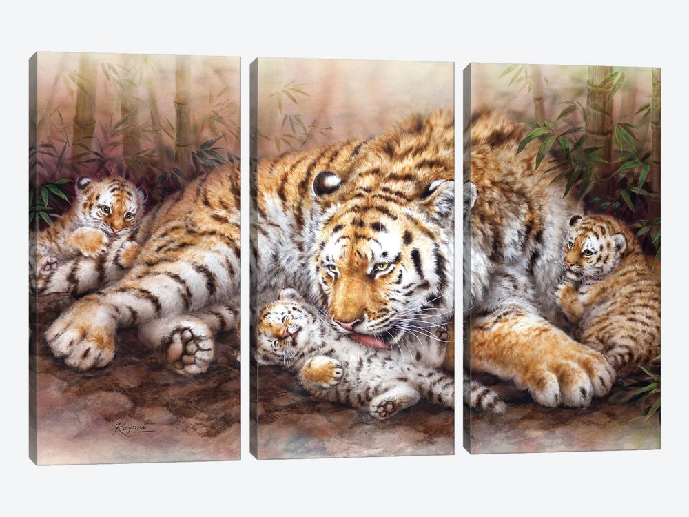 Tiger Family by Kayomi Harai 3-piece Canvas Art Print