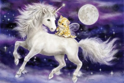 Unicorn And Kitten by Kayomi Harai metal wall art