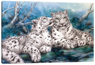 Whisper Snow Leopards Canvas Art Print - Leopard Art