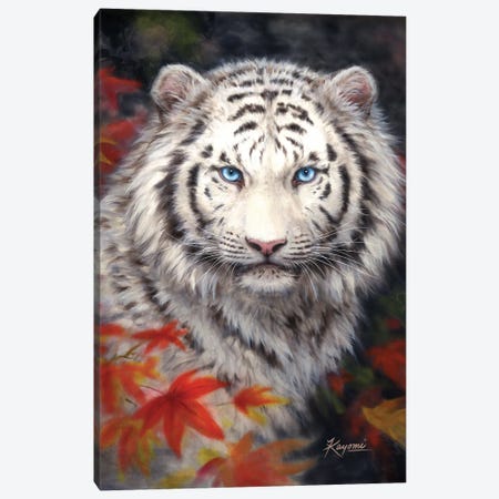 White Tiger Autumn Canvas Print #KYI331} by Kayomi Harai Canvas Art Print
