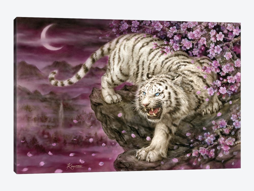 White Tiger Cherry Blossoms by Kayomi Harai 1-piece Canvas Wall Art