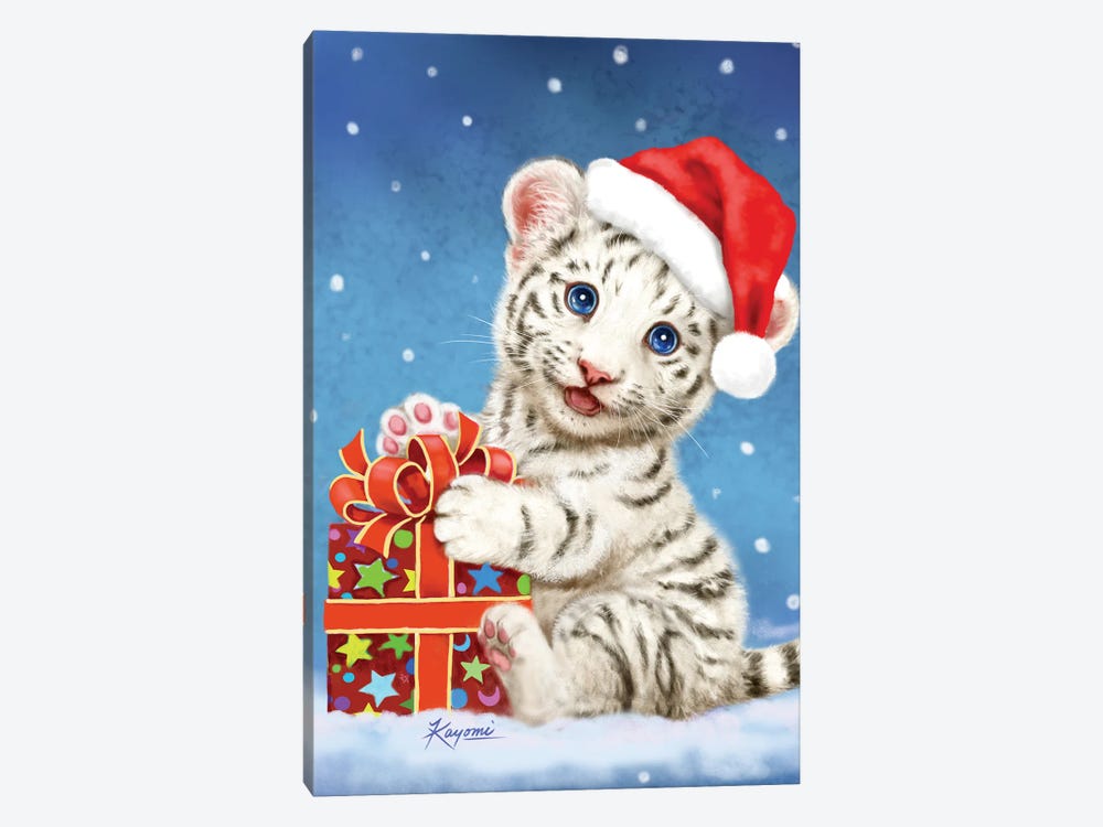 White Tiger Christmas Gift by Kayomi Harai 1-piece Art Print